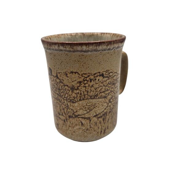 Vintage Dunoon Ceramics Scotland Mugs Coffee Cups Stoneware BIRD pheasant - Picture 1 of 9